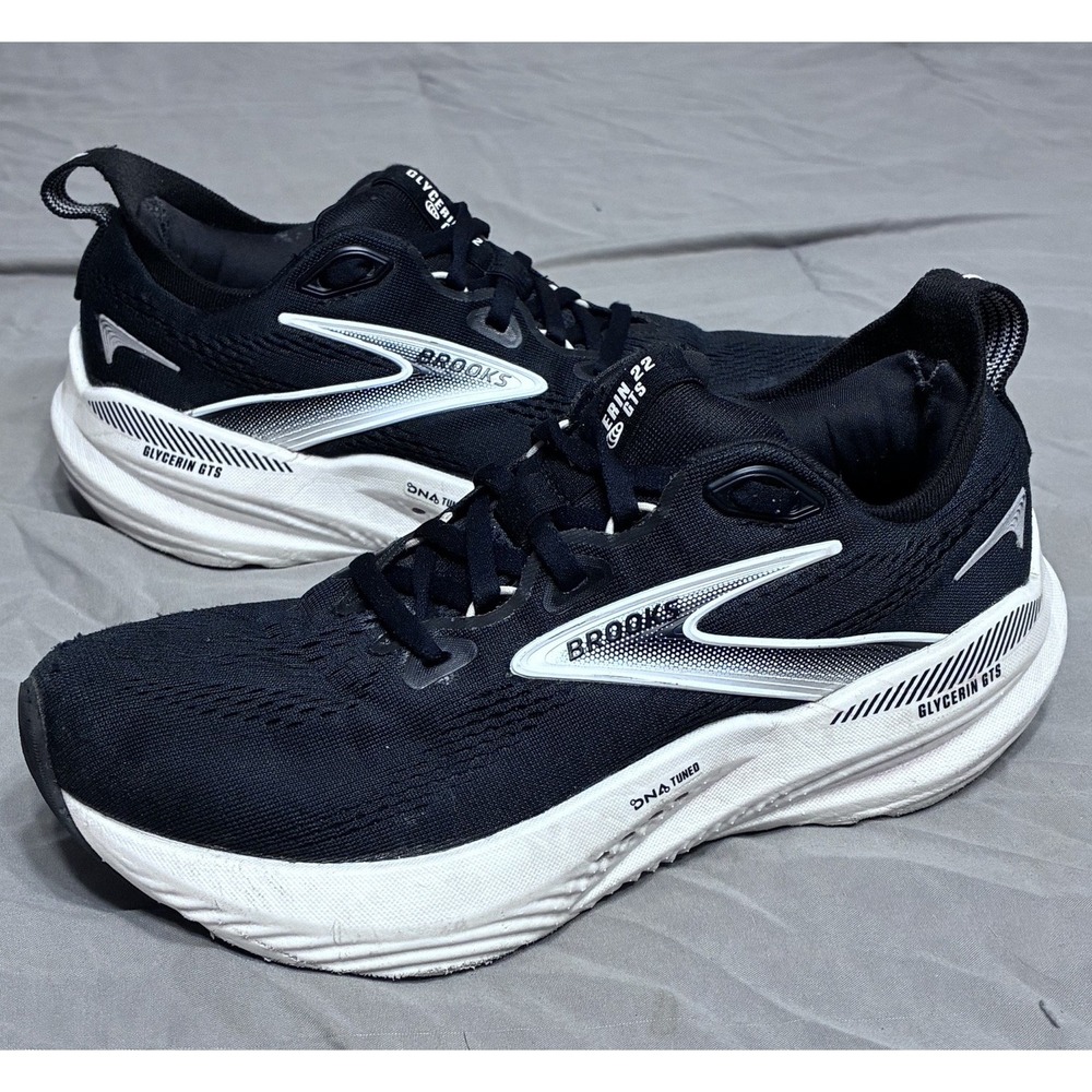 Brooks Glycerin GTS 22 Running Shoes Black White Women's 6.5